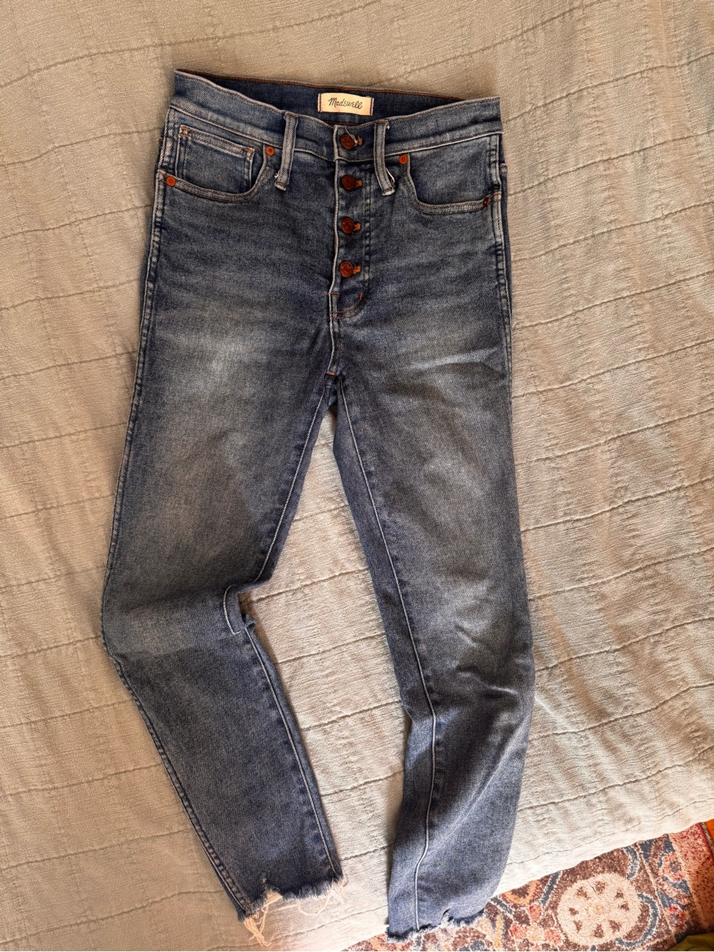Madewell Tall High-Rise Slim Straight Jeans - Faded Blue Denim